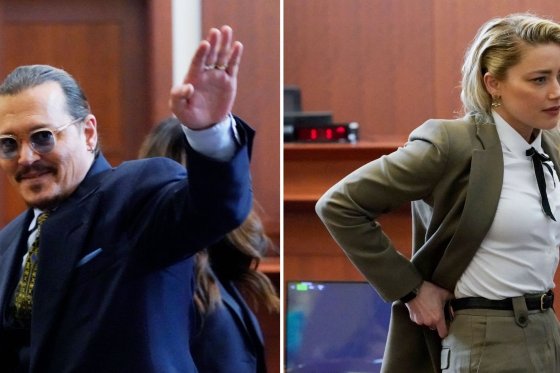 US actors Johnny Depp (left) and Amber Heard (right) in court at the Fairfax County Circuit Courthouse in Fairfax, Virginia, on May 23, 2022.