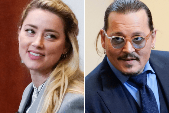 Amber Heard and Johnny Depp appear in the courtroom at the Fairfax County Circuit Courthouse in Fairfax, Virginia, on May 27, 2022