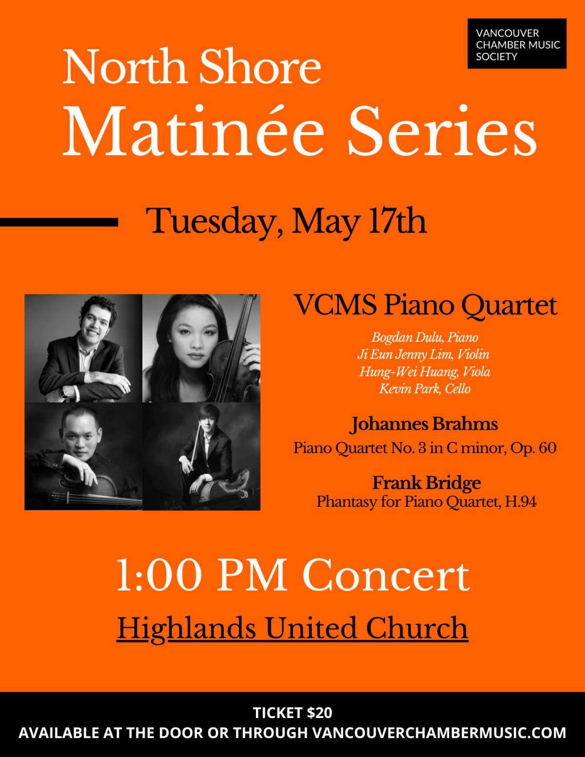 VCMS Piano Quartet – Tuesday May 17, 2022 at 1:00PM - image