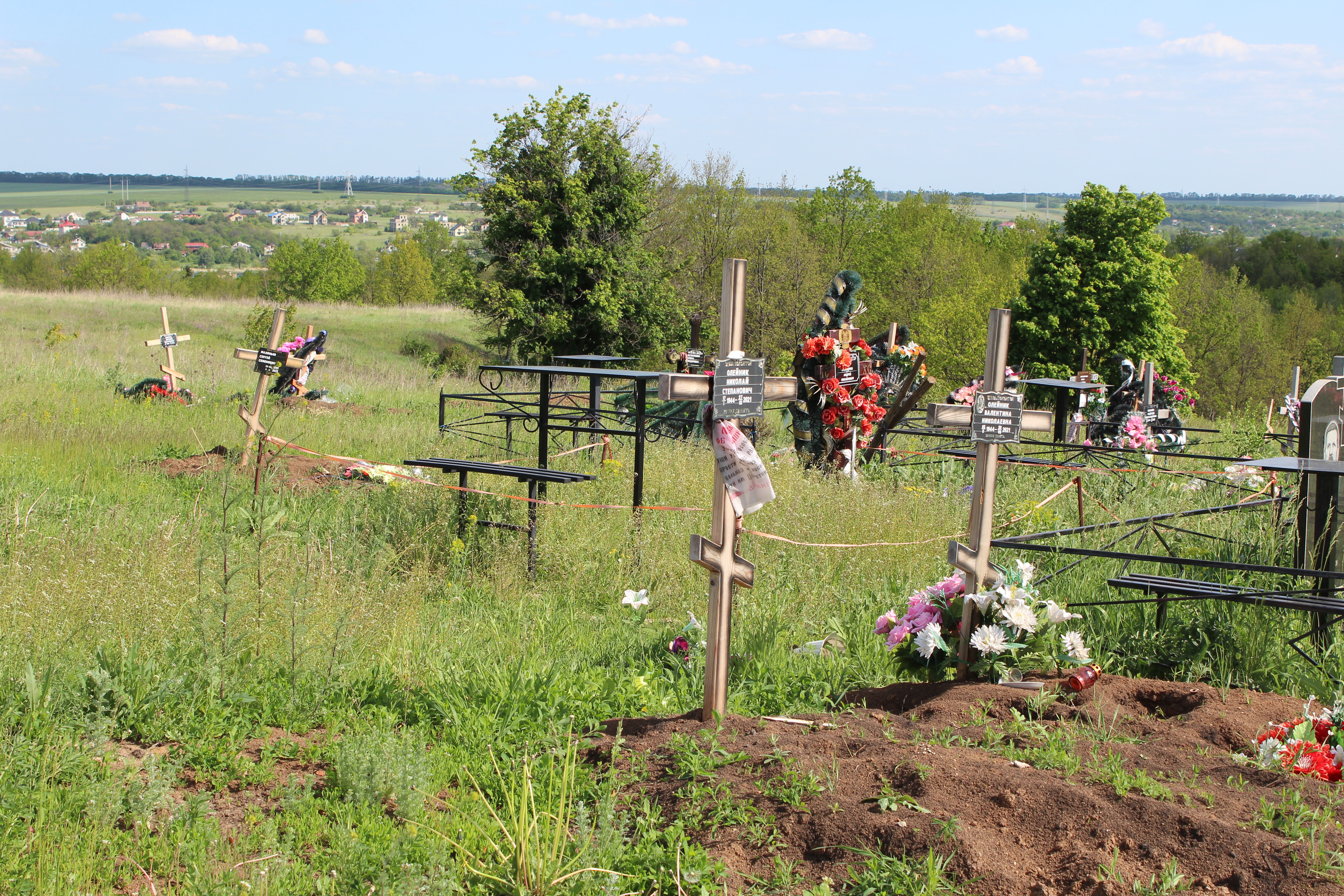 A cemetery in Vilkhivka, Ukraine, May 22, 2022.