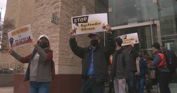 Dozens marched from Edmonton City Hall to Chinatown in a show of action against anti-Asian racism