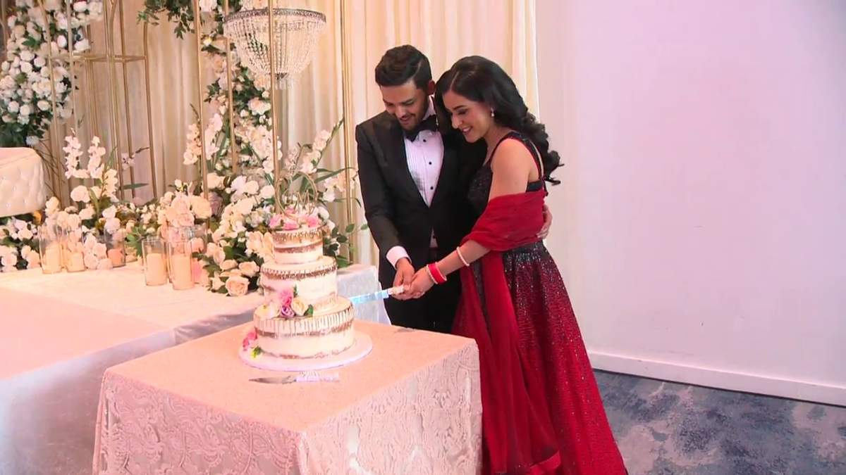 By complete chance, Edmonton Oilers fan Jasin Dhaliwal and his betrothed Calgary Flames fan Manika Chopra-Dhaliwal had their wedding reception overlooking Ice District Plaza Sunday, May 22, 2022 as Game 3 of the Battle of Alberta playoff series was underway outside.