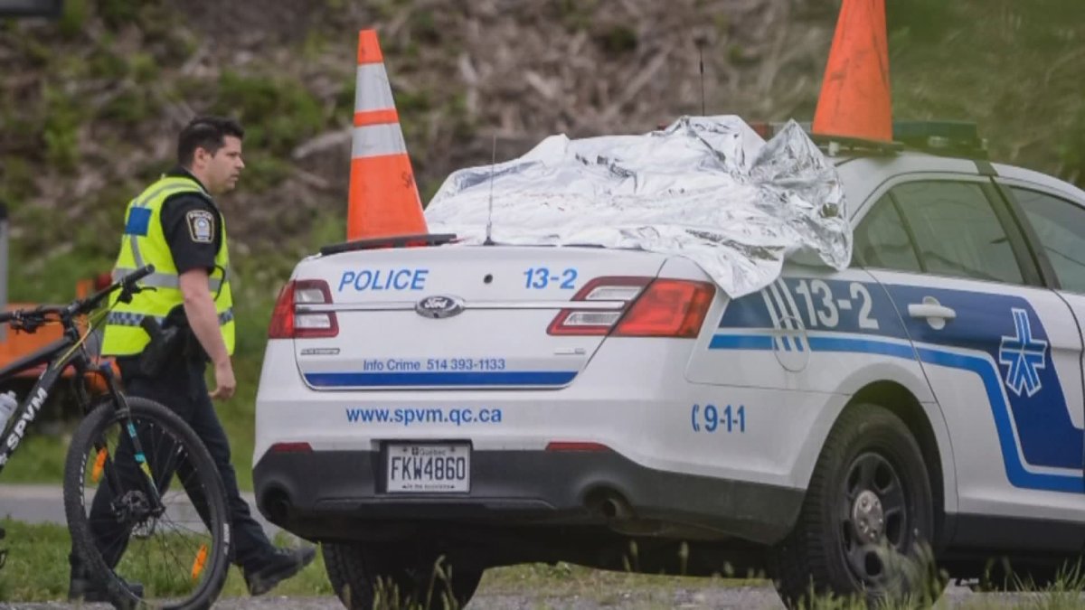 Montreal police are investigating after a police cruiser was violently struck with projectiles Thursday afternoon. .