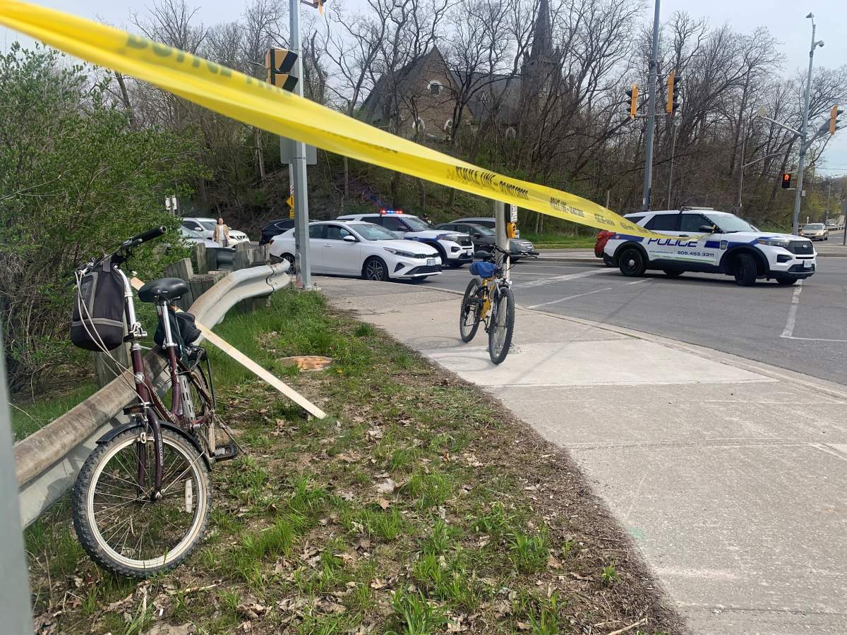 A photo from the scene near Dundas Street and Mississauga Road on May 10, 2022.