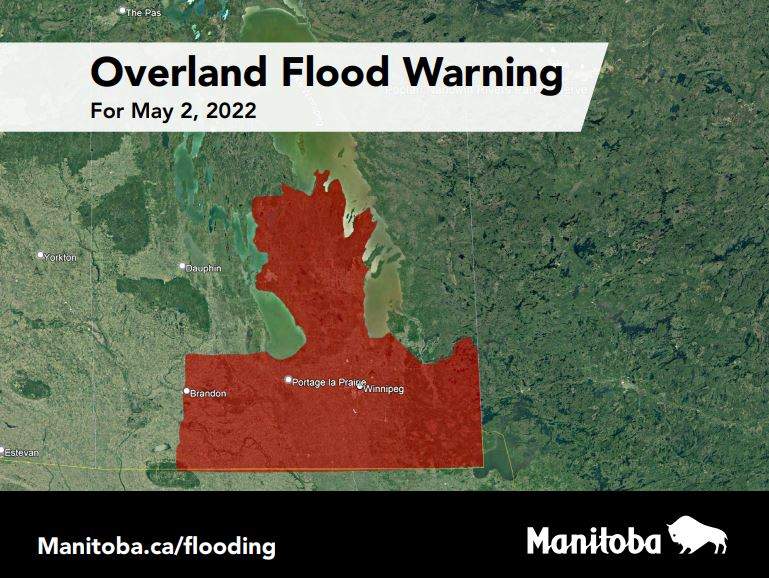 Flood warnings have also been issued for all tributaries of the Red River, the Whiteshell lakes, the Icelandic River and Sturgeon Creek.