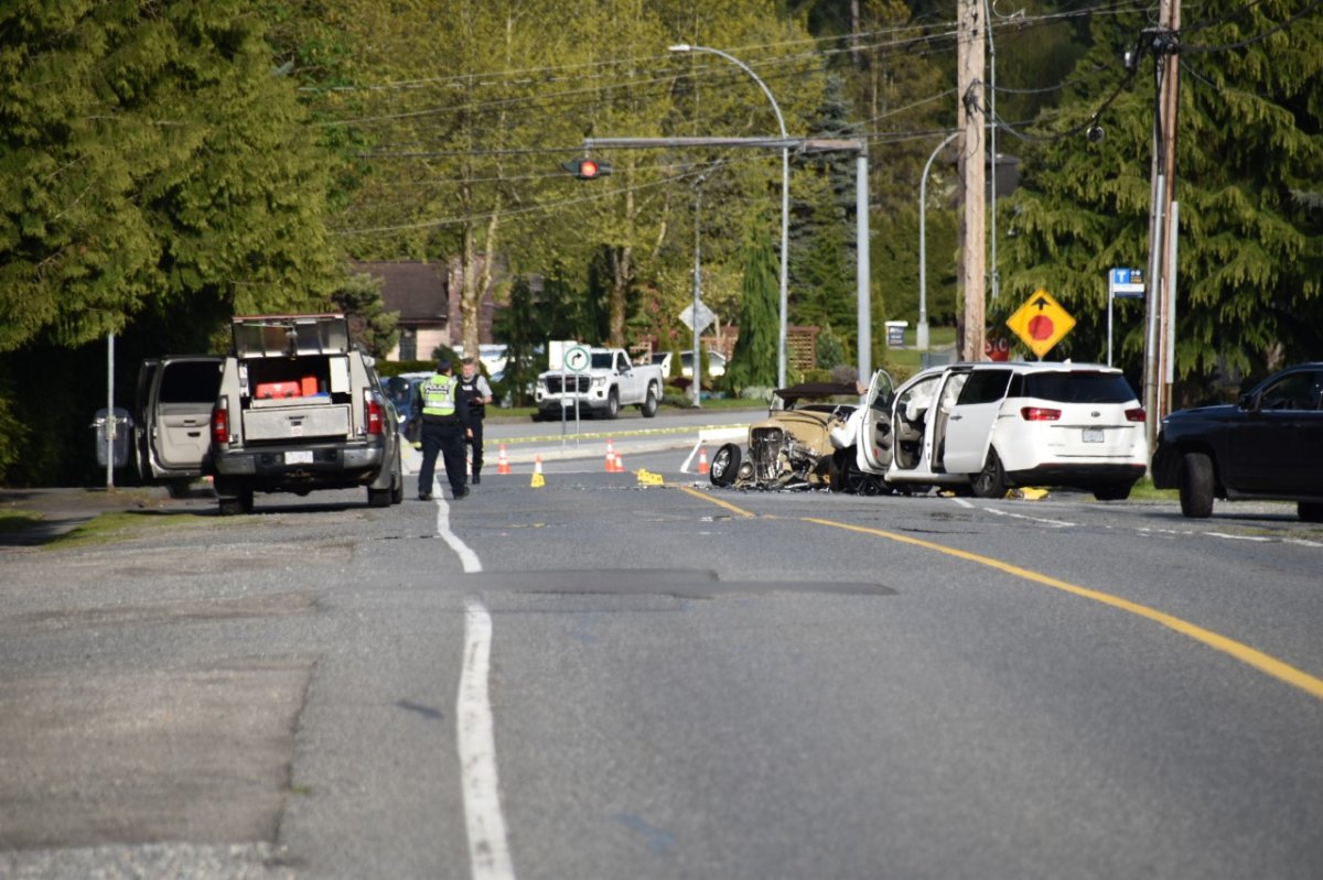 The scene of a fatal collision in Langley Friday evening. 