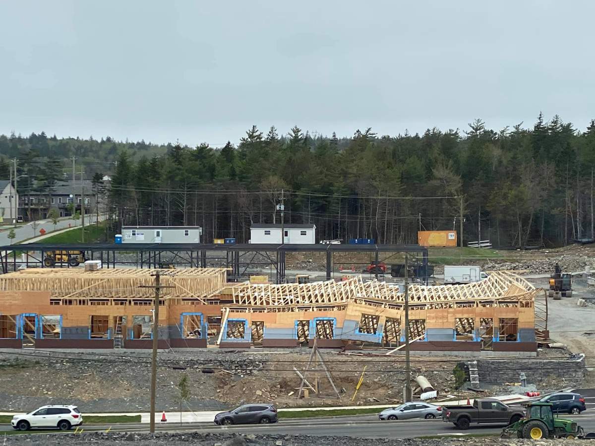 Nobody was hurt after a building under construction in Bedford, N.S., collapsed Sunday afternoon.