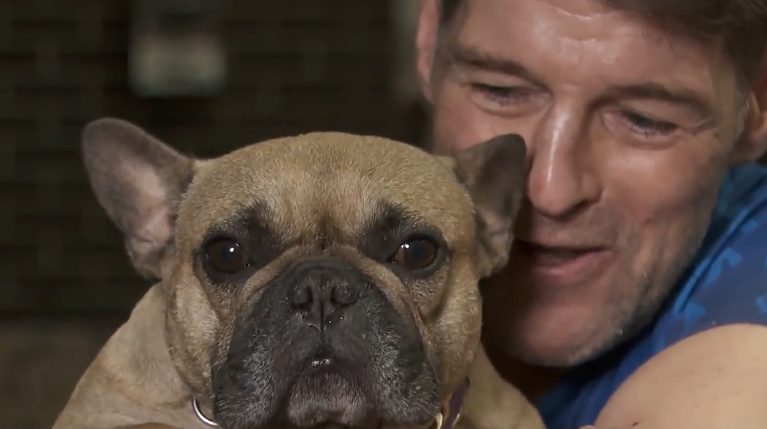 Lorne Bayley and Princess. Bayley saved Princess from being put down when she was born with paralysis in her back legs, but says she’s since learned to walk.