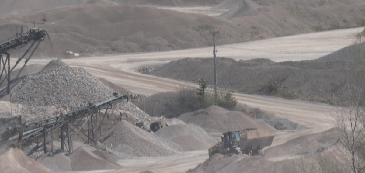 A rock quarry is being built in a residential area in Calhoun, New Brunswick.