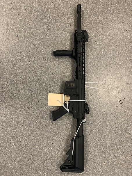 Police seized two replica firearms from an apartment building in Victoria, B.C. on Sat. May 28, 2022.