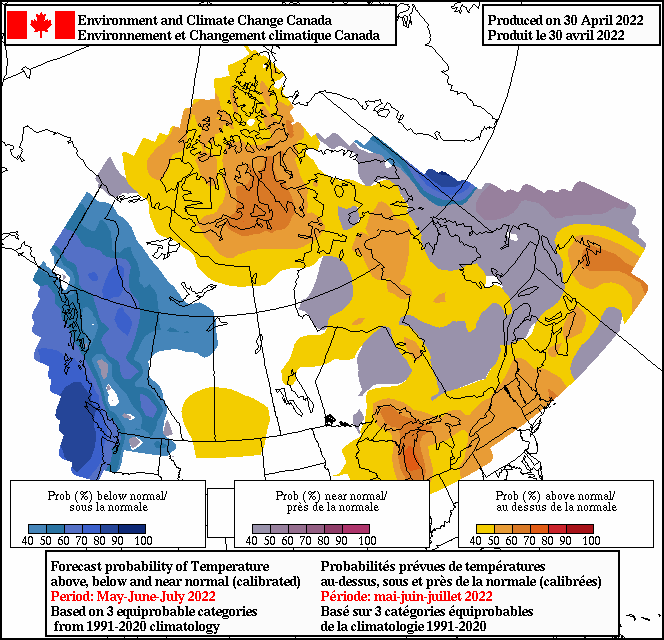 Temperature forecast for May-July 2022