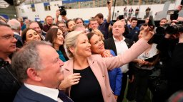 Sinn Fein leaders celebrate a historic win in Northern Ireland's election.