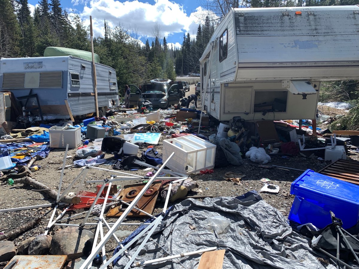 The mess left behind by squatters on the side of Big White Road between the ski reort and Highway 33.