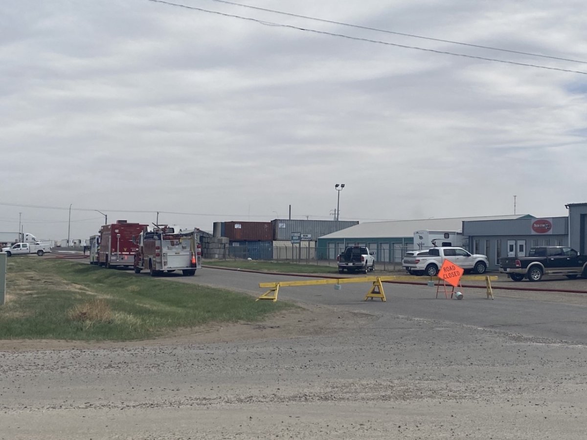 A picture of the area where the fire occurred in the town of Taber.