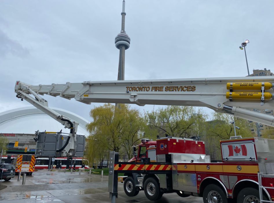 Toronto's new fire truck equipped with the tallest firefighting aerial apparatus in North America.