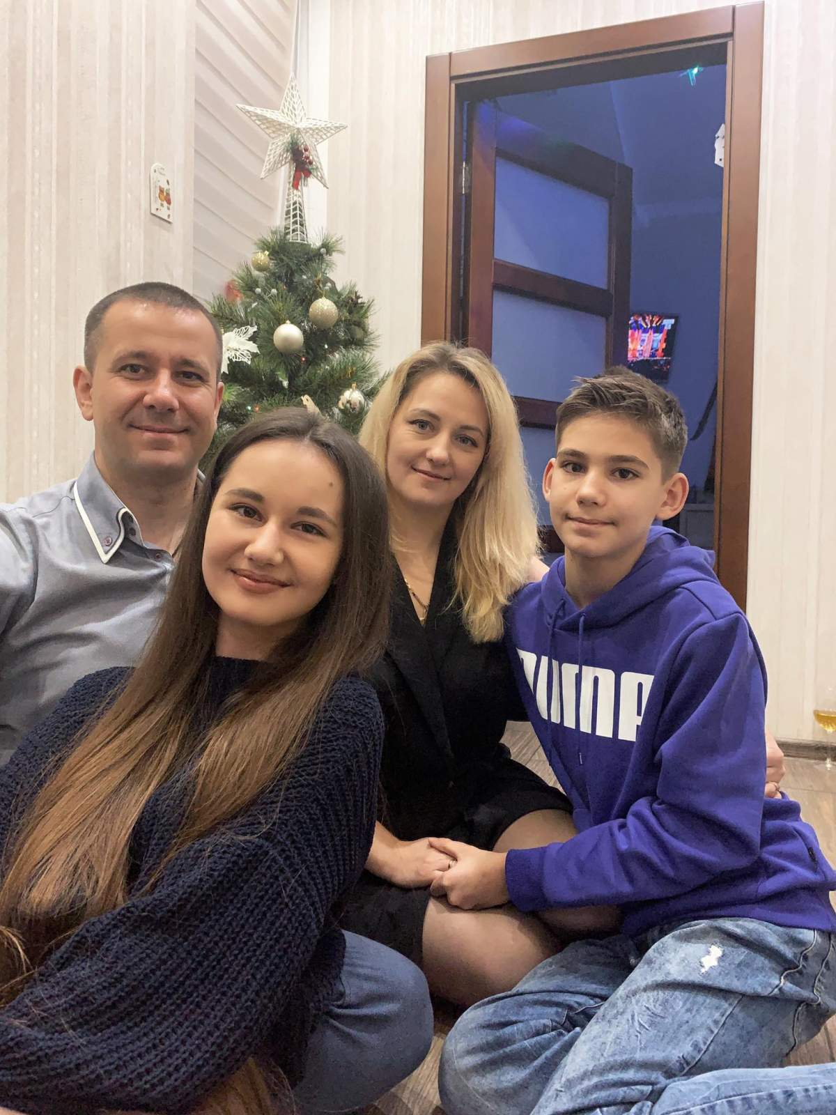 Vitaliy, Olha, Viktoria and Kostya Mazurak in Kyiv, Ukraine.