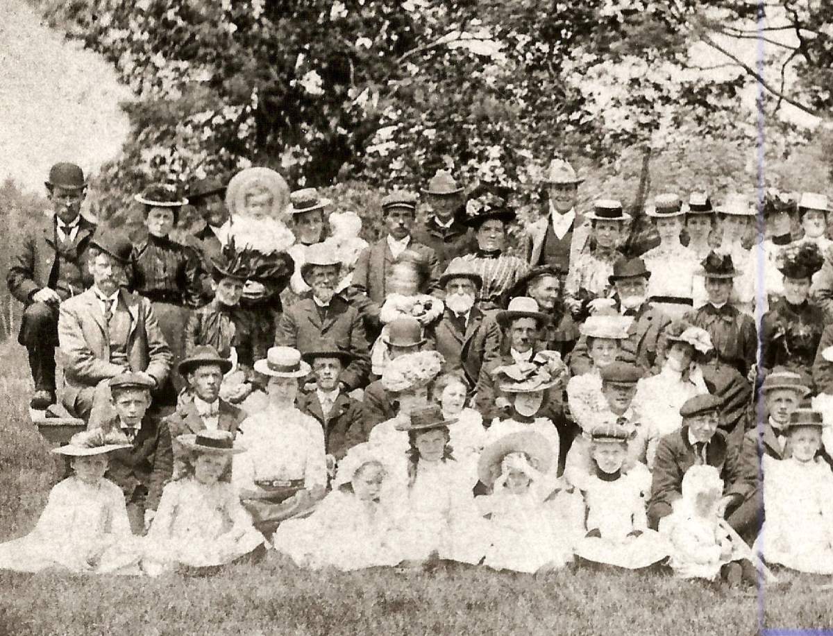 The inaugural Baker Family Reunion of 1898 held at the Baker homestead on Highbury Avenue.