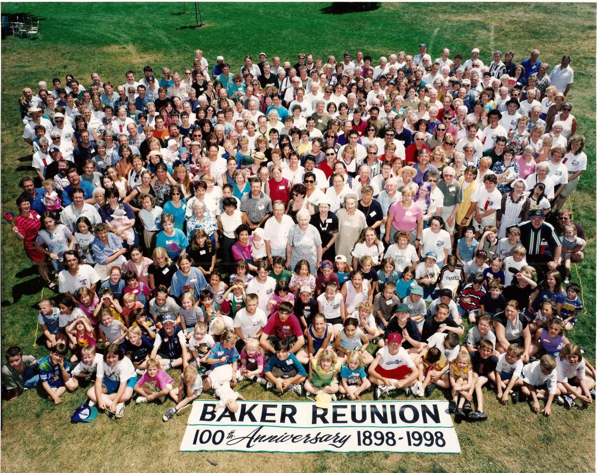 The 100th anniversary of the Baker Family Reunion in 1998. The family will celebrate 125 gatherings together on June 18, 2022, in St. Thomas, Ont.
