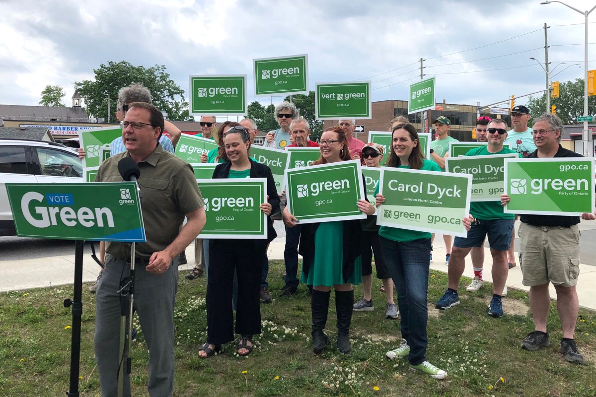 Ontario Green Party Leader Mike Schreiner during a stop in London, Ont. on June 1, 2022.