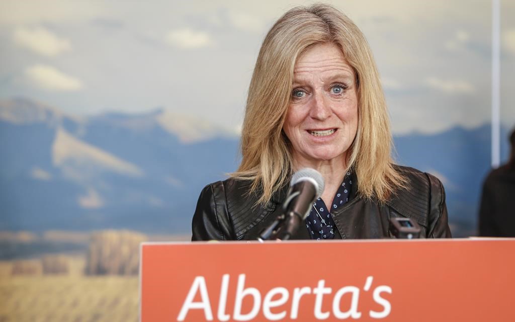 Alberta NDP Leader Rachel Notley speaks at a news conference in Calgary on Monday, March 15, 2021. 