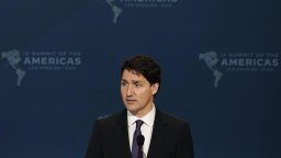 Prime Minister Justin Trudeau speaks during a visit to Los Angeles.