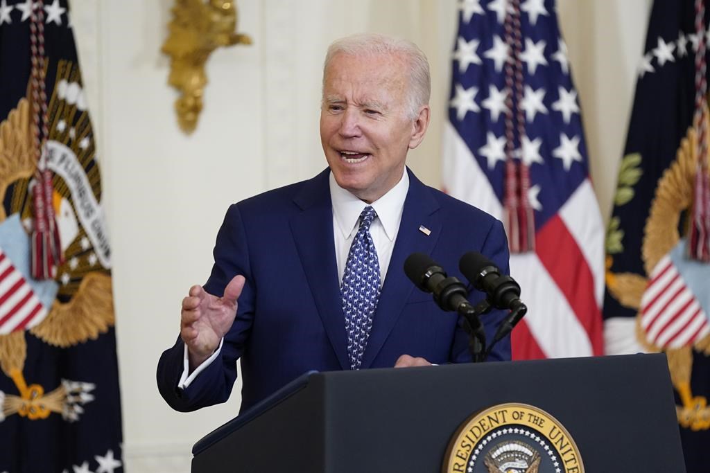 President Joe Biden speaks during a bill signing ceremony, June 13, 2022, in the East Room of the White House in Washington.