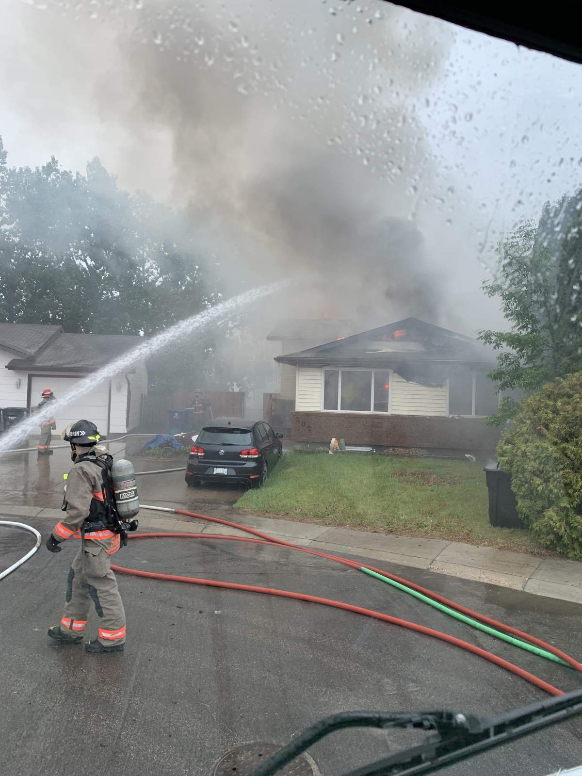 A house on fire on Kirkpatrick Crescent in Saskatoon.