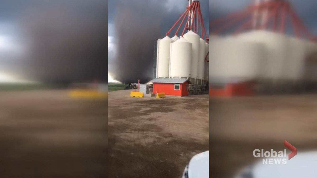 Five possible tornados touched down in Saskatchewan on Wednesday night. This was the view from the Olynick's front door in Foam Lake.