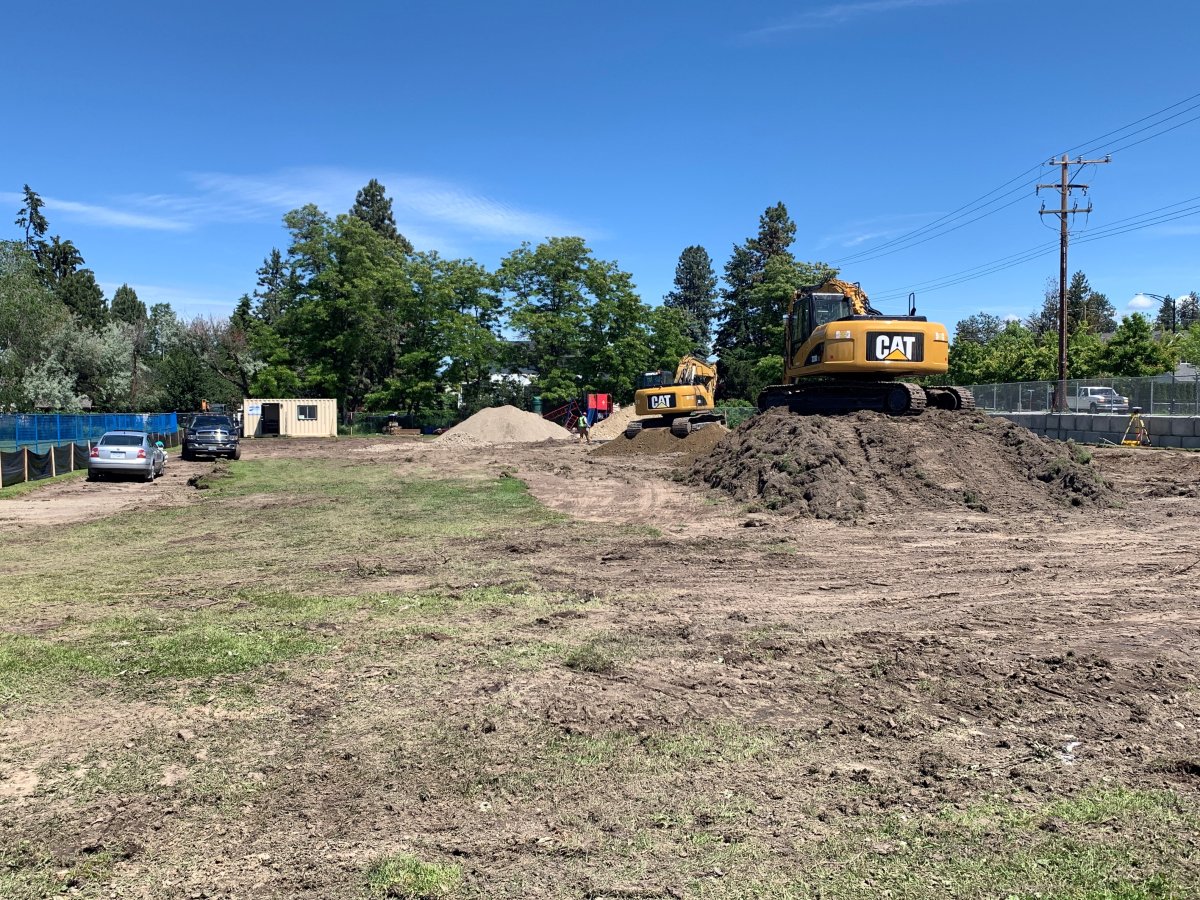 Construction is underway on the field at Anne McClymont Elementary in Kelowna paving the way for a new daycare centre.