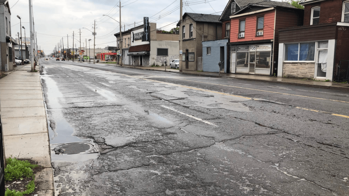 Barton Street East in Hamilton climbed to first place on the CAA's list of worst roads in Ontario. Potholes and severe alligator cracking in the pavement put the thoroughfare above all others in 2022.