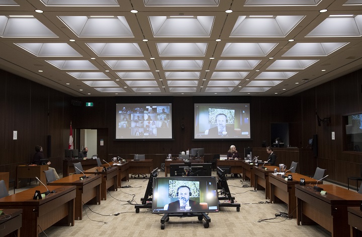 MindGeek Canada Managing Director Feras Antoon appears on screen during a sound check as he waits to appear virtually before the House of Commons Standing Committee on Access to Information, Privacy and Ethics  Friday February 5, 2021 in Ottawa. 
