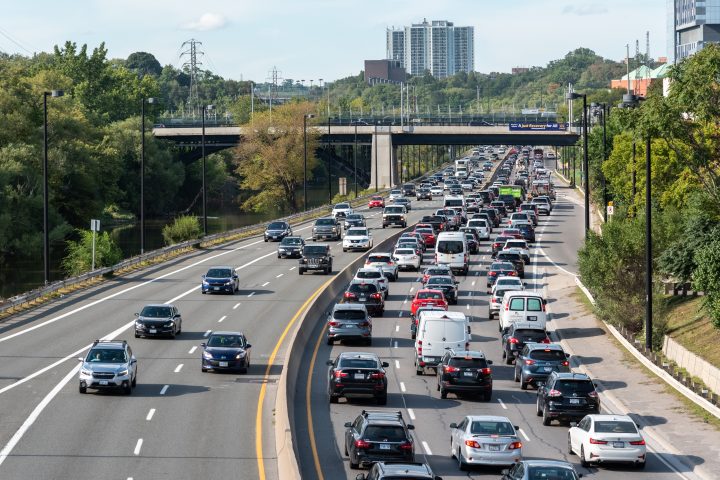Late afternoon traffic on DVP Northbound on Friday, September 10, 2021 in Toronto.
