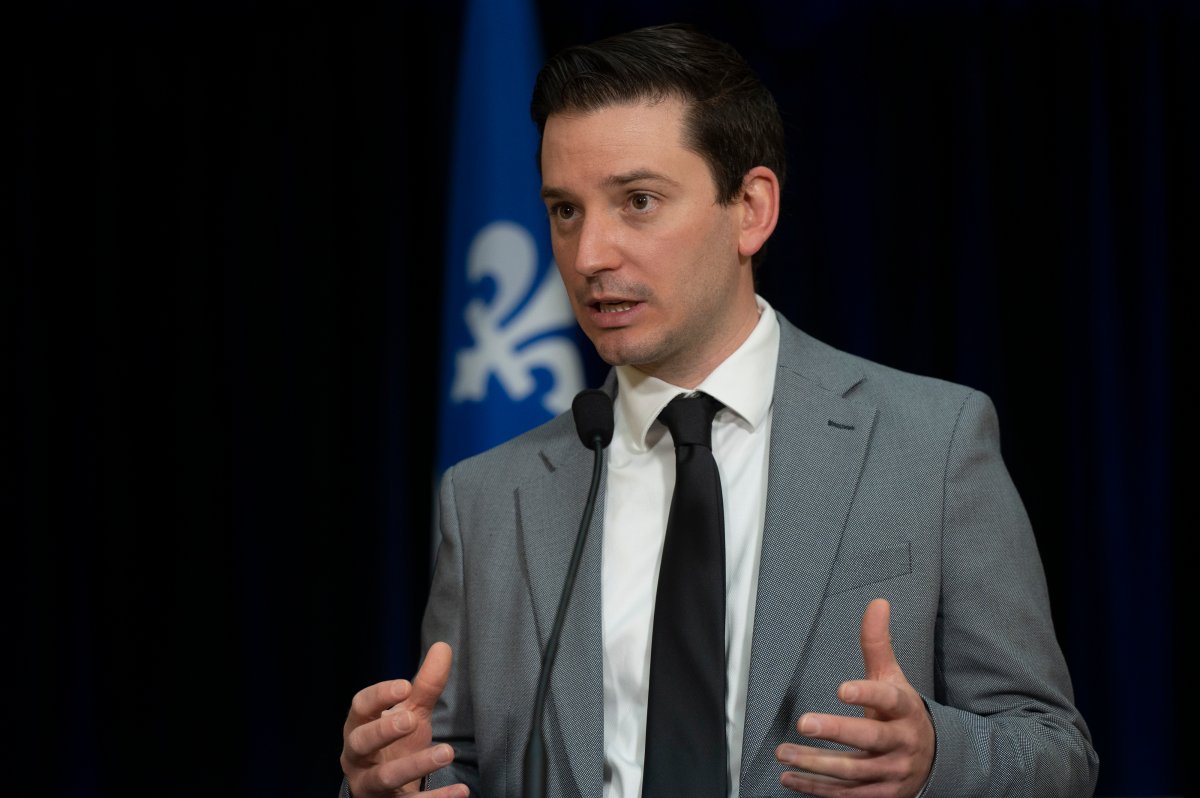Quebec Justice Minister Simon Jolin-Barrette announces a new court tribunal for sexual and domestic violence, Wednesday, May 4, 2022 at the hall of Justice in Quebec City.