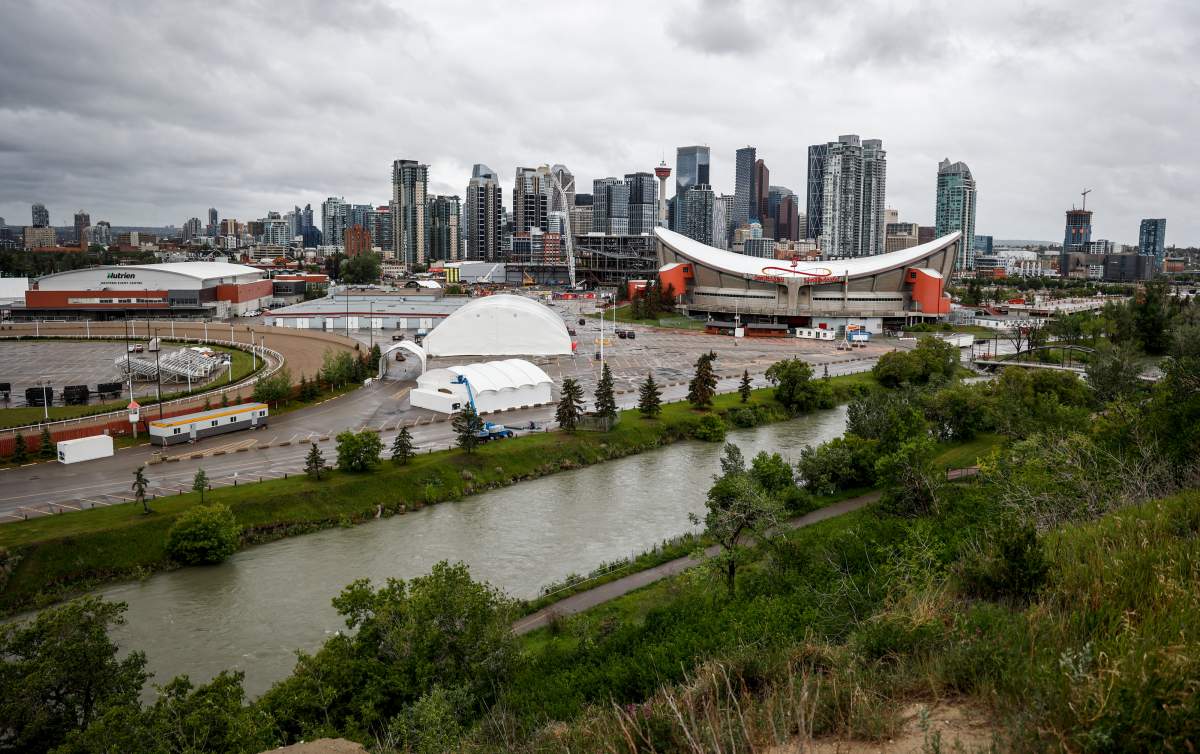 The Elbow River flows through Calgary as heavy rainfall forecast for southern Alberta is prompting the city of Calgary to declare a local state of emergency, Calgary, Alta., Tuesday, June 14, 2022.
