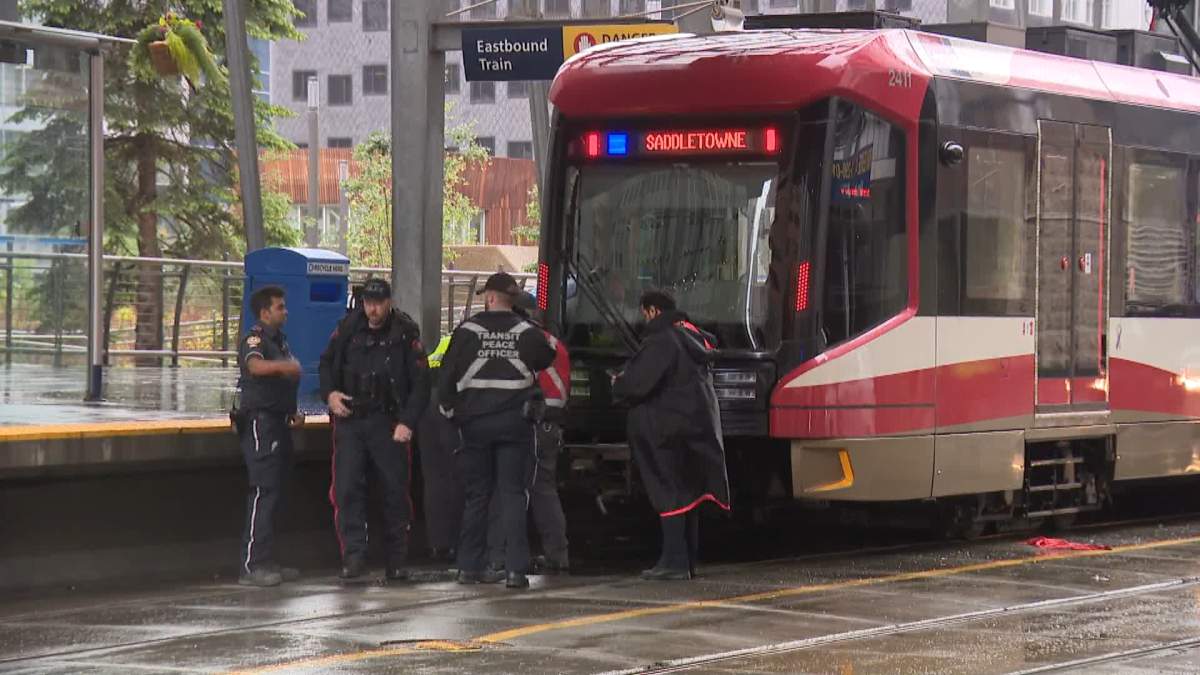 Calgary police were called to the 8th Street CTrain station after a woman had slipped off the tracks on June 14, 2022.