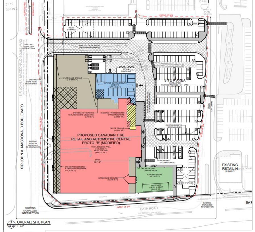 Canadian Tire plans to replace its small, outdated store at the Kingston Centre with a new, larger store further east on the mall property.