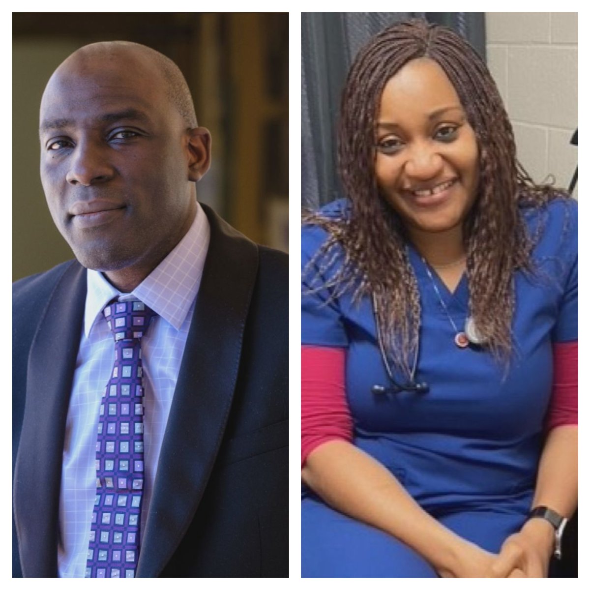 Dr. Emmanuel Ajuwon (left) has taken his own initiative to offer mentoring to other international medical graduates (IMGs) like Dr. Stephanie Ofoegbu (right).