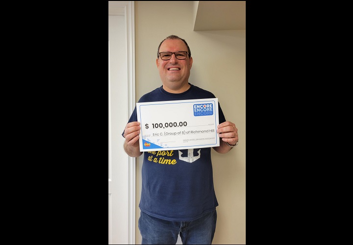 Eric Cohen was among a group of eight people from the GTA who won $100,000 on Encore.