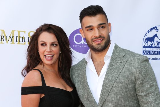 Britney Spears (L) and Sam Asghari (R) attend the 2019 Daytime Beauty Awards at The Taglyan Complex on September 20, 2019 in Los Angeles, California.