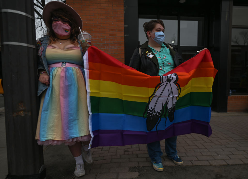 Activists hold the rainbow flag.
More than 100 local LGBTQ2S + supporters gathered Friday evening at the southeast corner of Whyte Avenue and 104 Street to celebrate the city of Edmonton proclamation recognizing the area is Pride Corner.
On Friday, 13 May 2022, in Whyte Avenue, Edmonton, Alberta, Canada. 