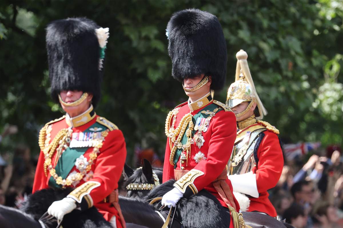 Prince Charles, Prince of Wales and Prince William, Duke of Cambridge seen at Trooping The Colour on June 02, 2022 in London, England.