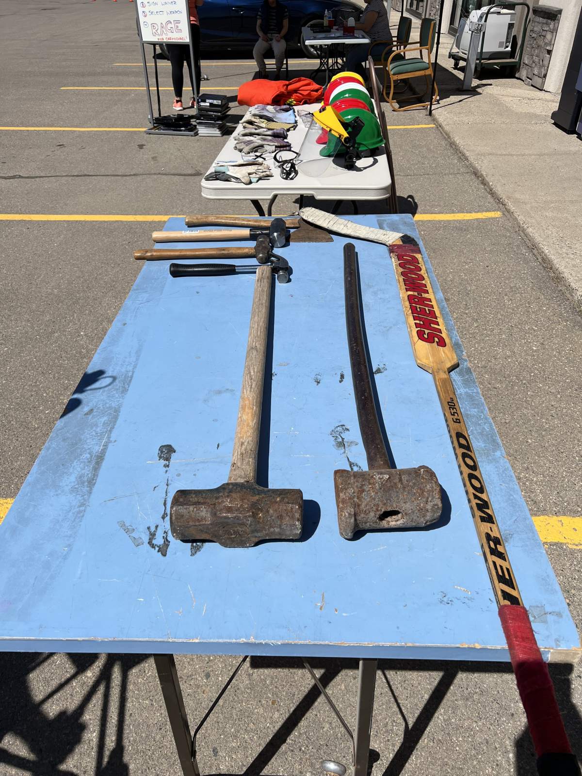 A variety of weapons to choose from at “Rage for Carmichael” fundraiser.