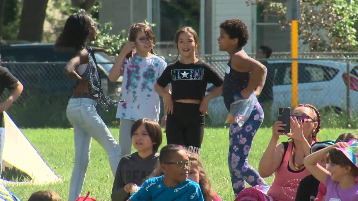 Children dancing as National Indigenous Peoples Day was celebrated at the Bent Arrow Traditional Healing Society in Edmonton, Alta. on Tuesday, June 21, 2022.