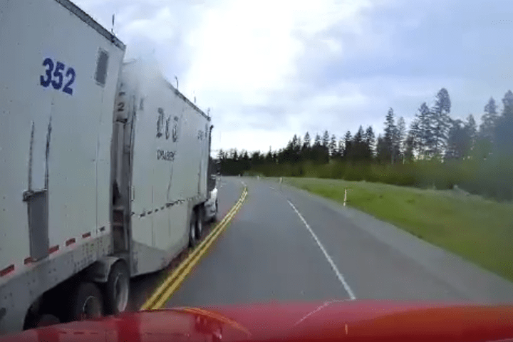 Vernon based semi-truck makes dangerous pass on B.C. highway