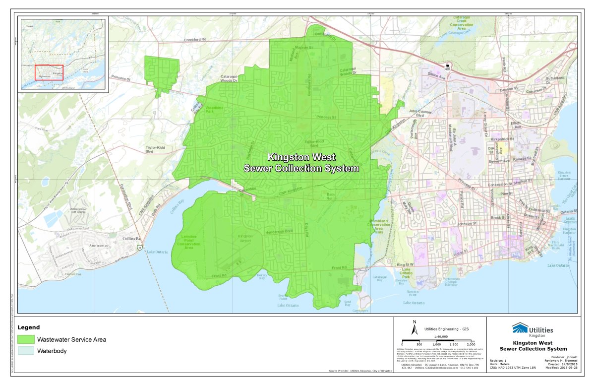 A sewer main break in Kingston west end has forced residents to reduce water and sewer use.