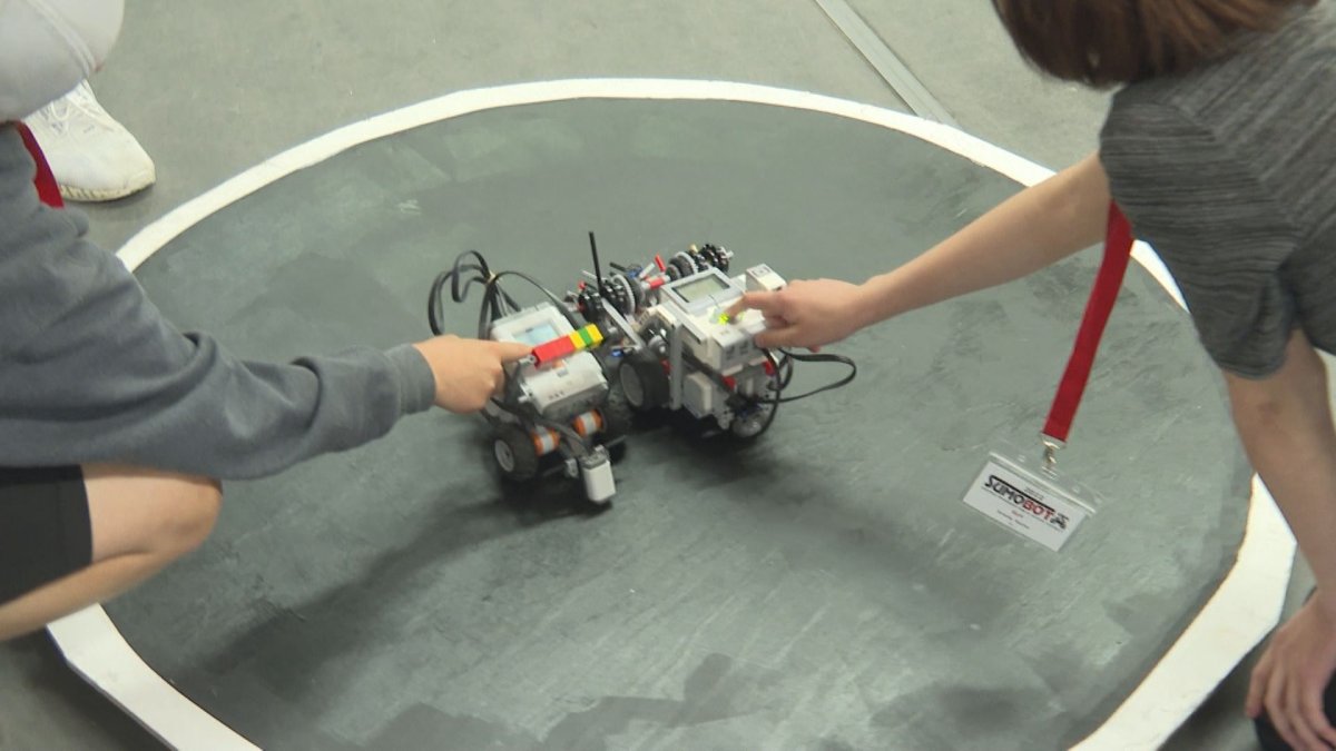 Students from nine schools in School District 23 gathered for the ninth annual sumobot competition.