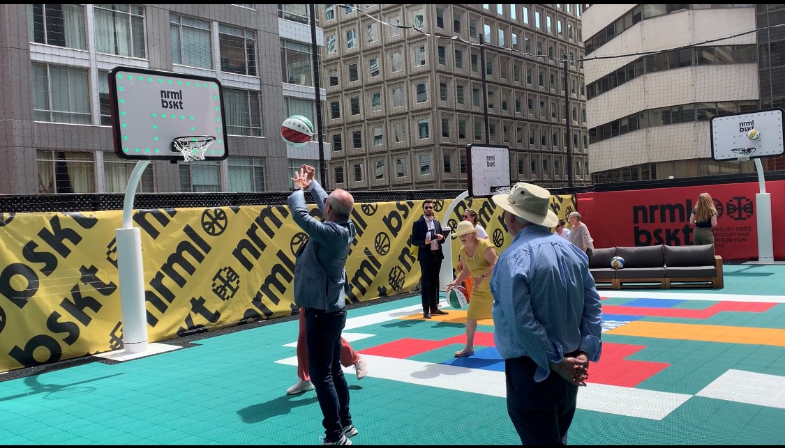 City of Montreal unveils a new downtown basketball court with a