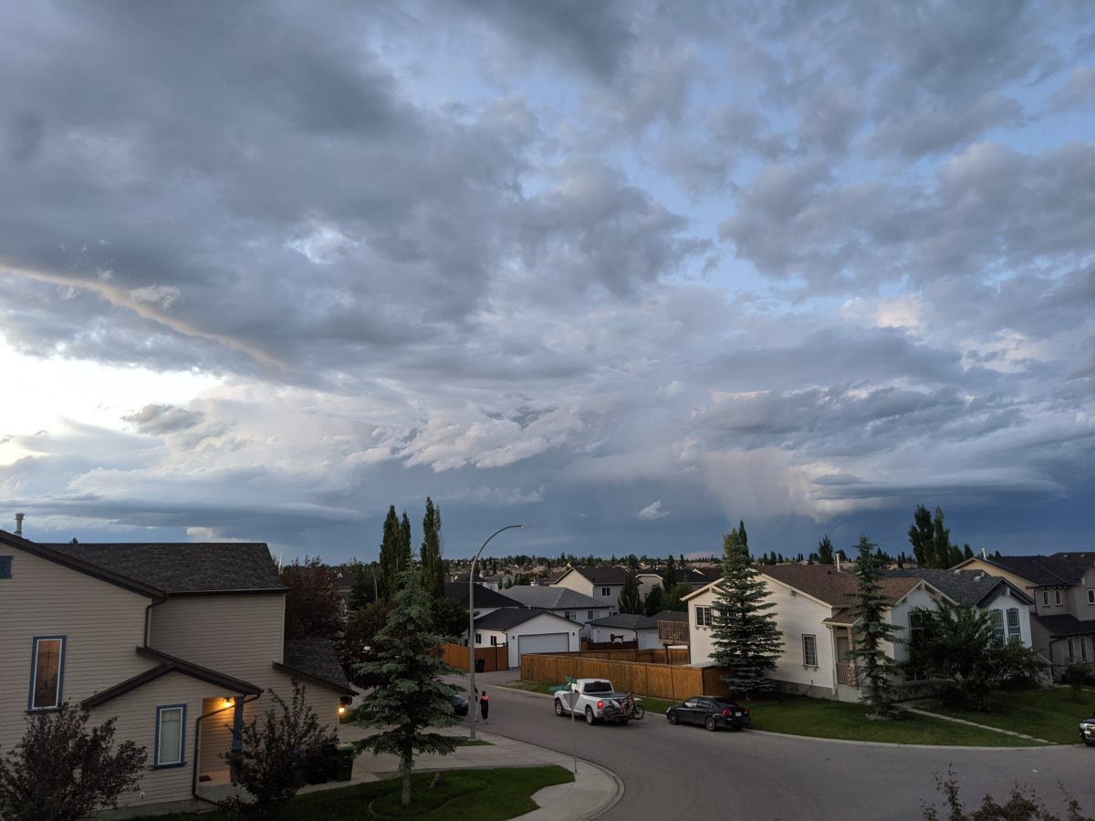 A file photo of storm clouds developing over the south end of Calgary on July 5, 2020.