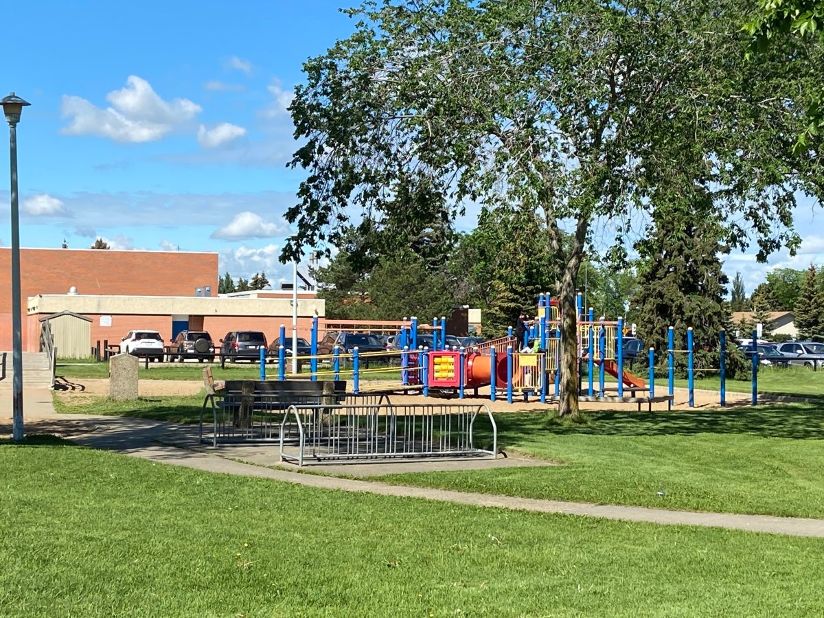 File: Evansdale School playground in Edmonton.