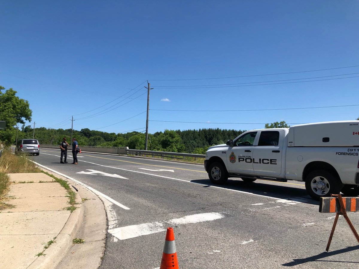 Hamilton police collision reconstruction teams on scene June 28, 2022 at Highway 52 near Governor's road investigating a single-vehicle crash.